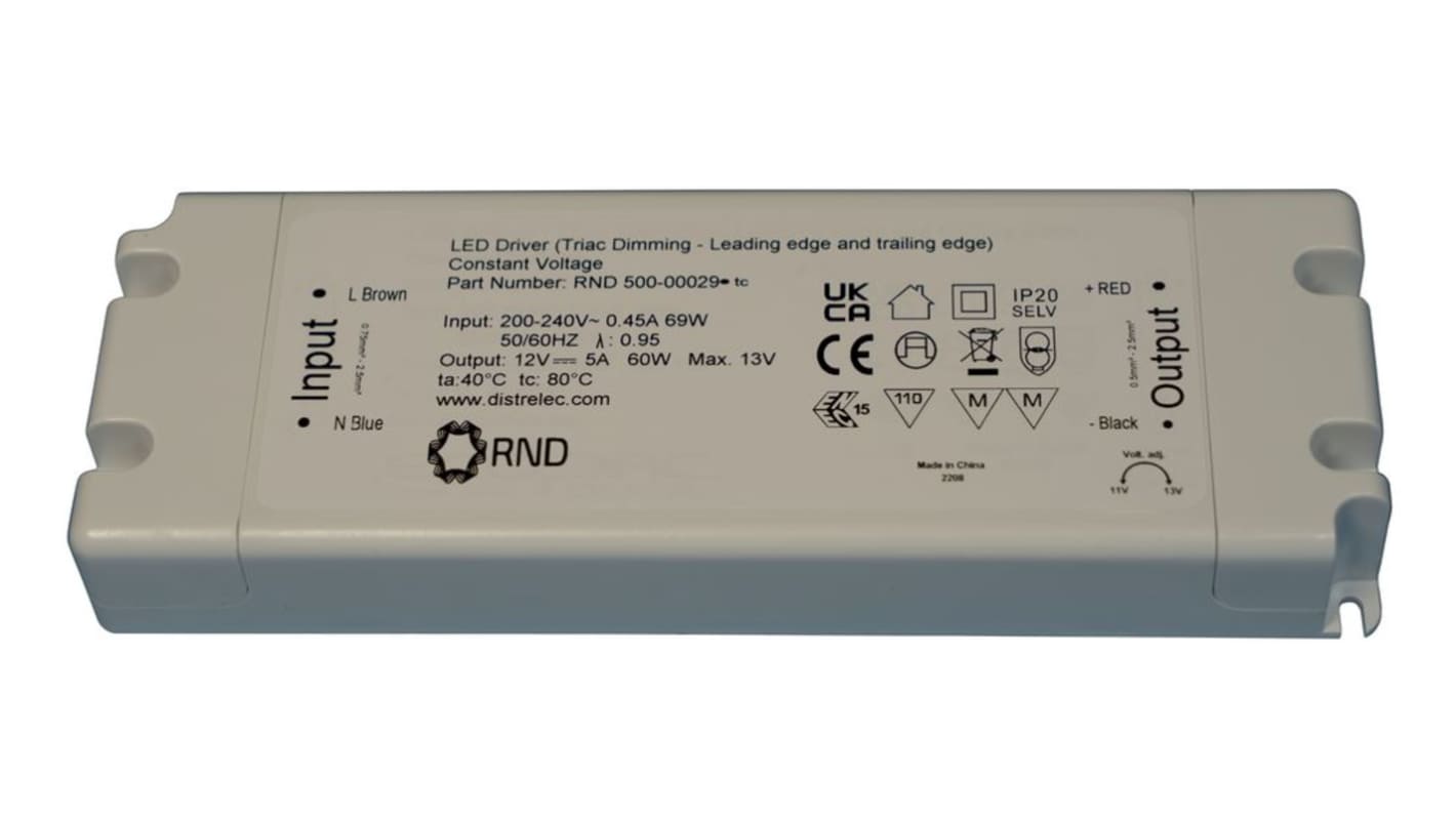 RND 60W LED驱动电源, 输出24V 2.5A, 可调光