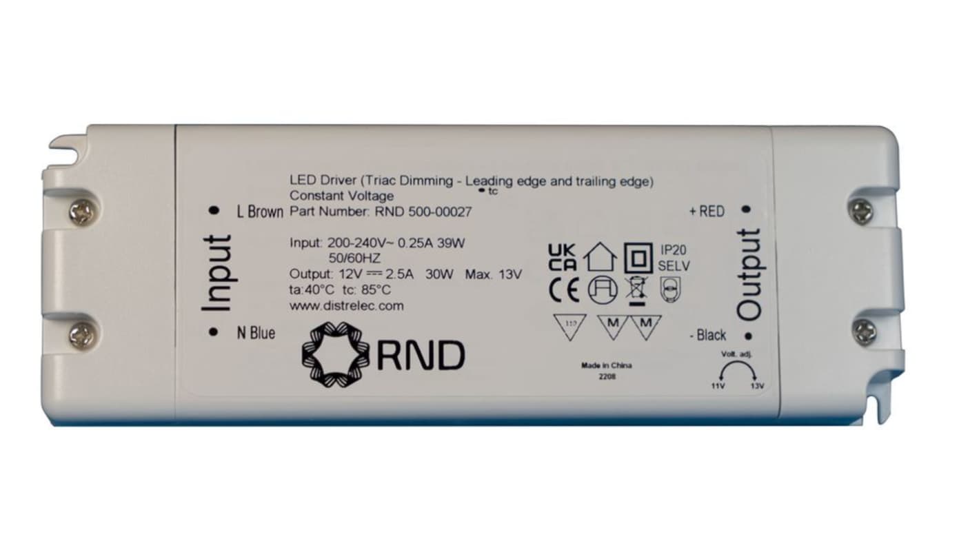RND 30W LED驱动电源, 输出12V 2.5A, 可调光