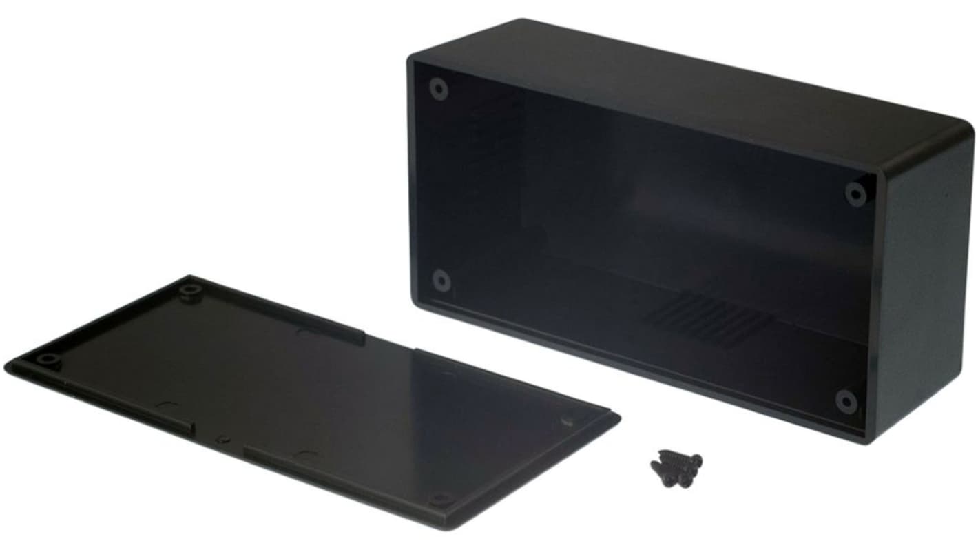 RND RND 455 Series Black ABS General Purpose Enclosure, Black Lid, 129x64x44mm