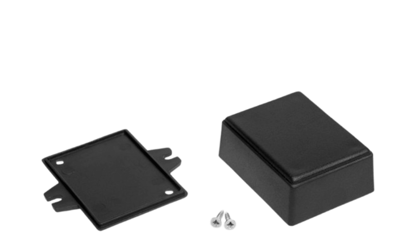 RND RND 455 Series Black ABS General Purpose Enclosure, IP54, Flanged, Black Lid, 64.65x49.75x28mm