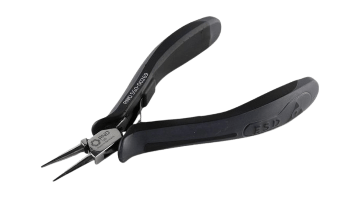 RND RND 550-00269 Pliers, 130 mm Overall, Pointed, Straight Tip, 20mm Jaw, ESD