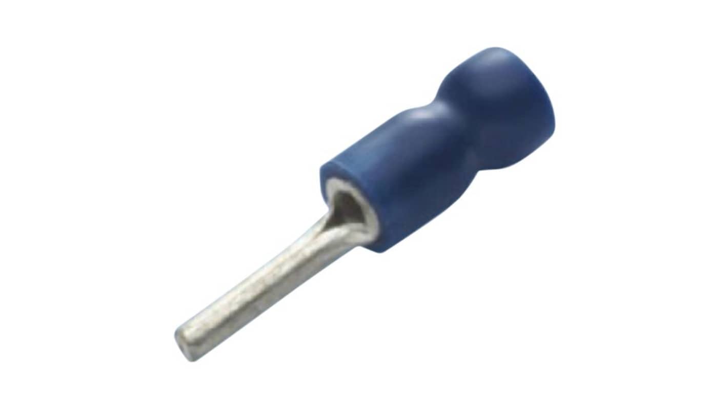 RND, RND 465 Insulated, Tin Crimp Pin Connector, 16AWG to 14AWG, 2mm Pin Diameter, Blue