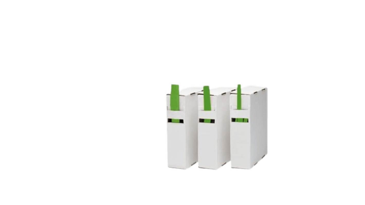 RND Heat Shrink Tube, Green 1.2 → 0.6mm Sleeve Dia. x 15m Length 2:1 Ratio, RND 465 Series