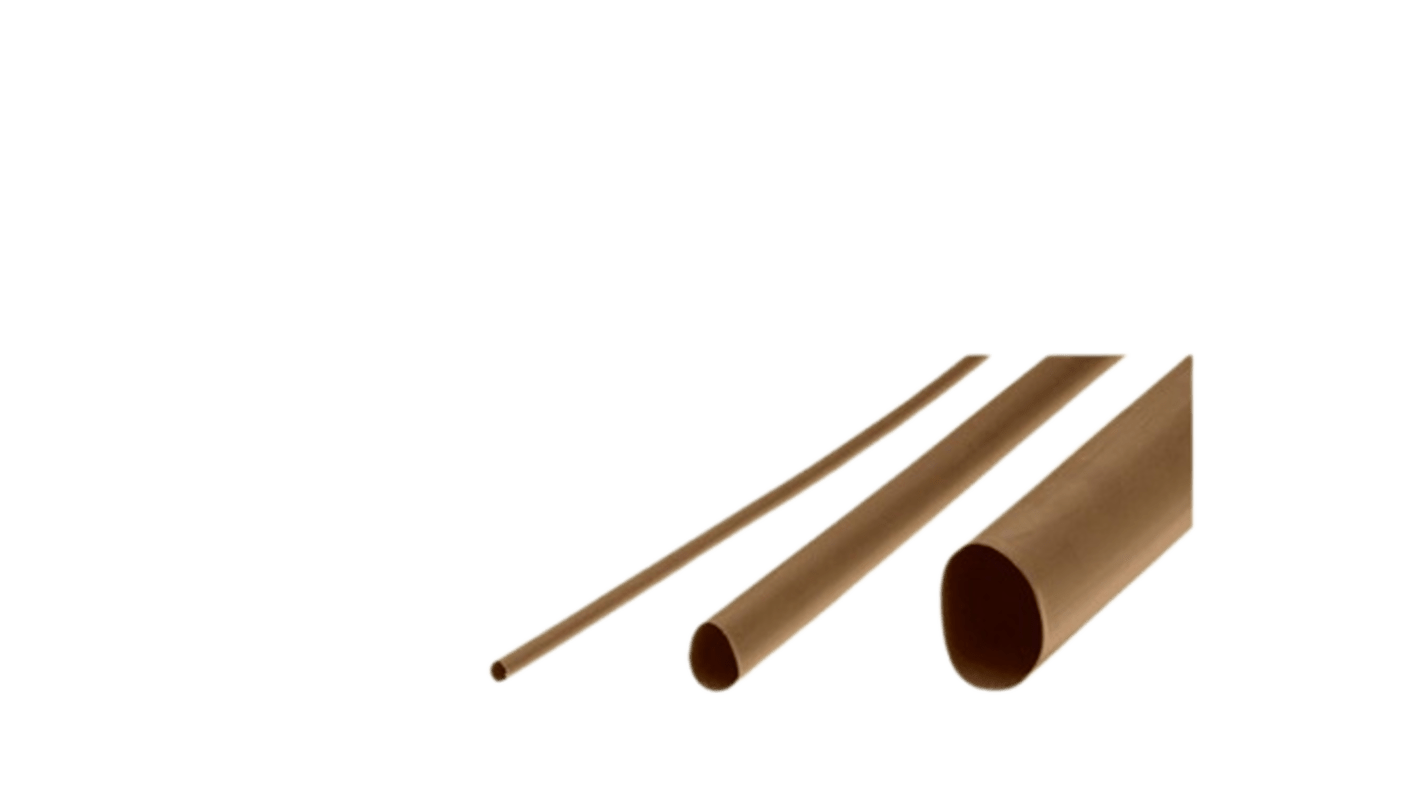 RND Heat Shrink Tube, Brown 4.8 → 2.4mm Sleeve Dia. x 10m Length 2:1 Ratio, RND 465 Series