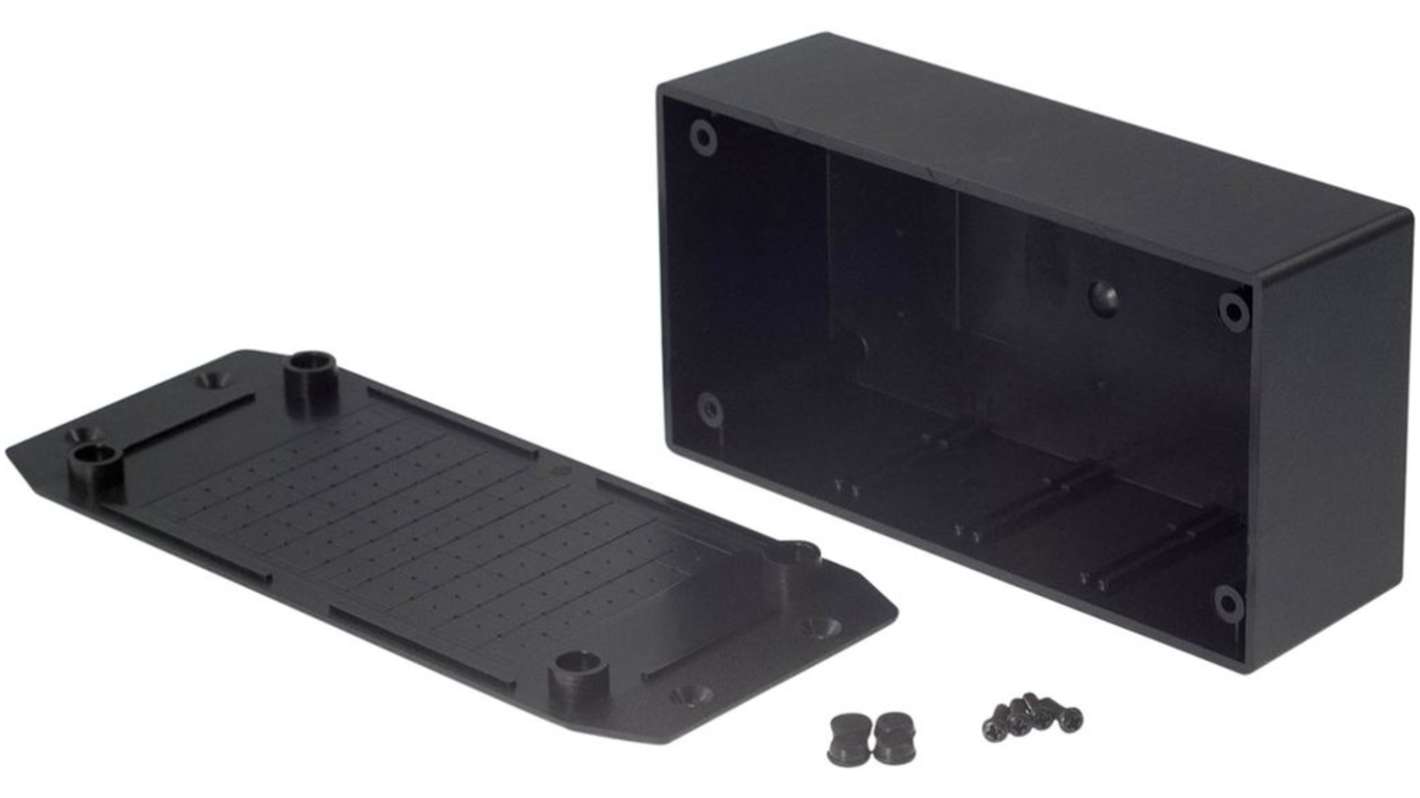 RND RND 455 Series Black ABS General Purpose Enclosure, Flanged, Black Lid, 155 x 65 x 44mm