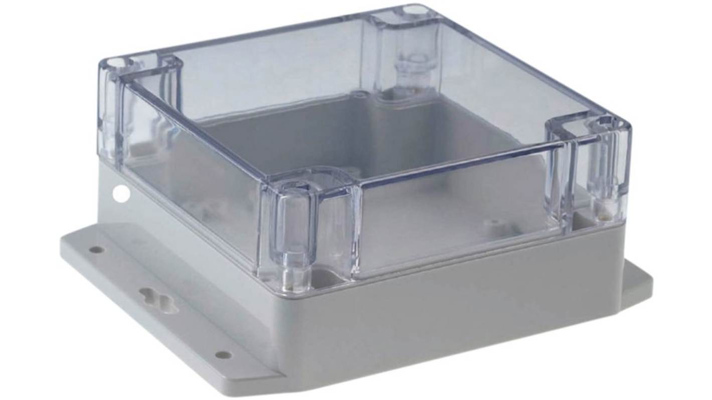 RND RND 455 Series Light Grey Polycarbonate General Purpose Enclosure, IP65, Flanged, Transparent Lid, 120x120x60mm