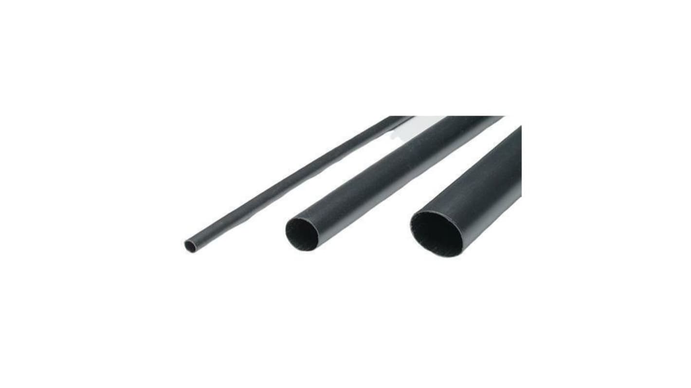 RND Adhesive Lined Heat Shrink Tube, Black 43.2 → 12.7mm Sleeve Dia. x 1.2m Length 3.4:1 Ratio, RND 465 Series