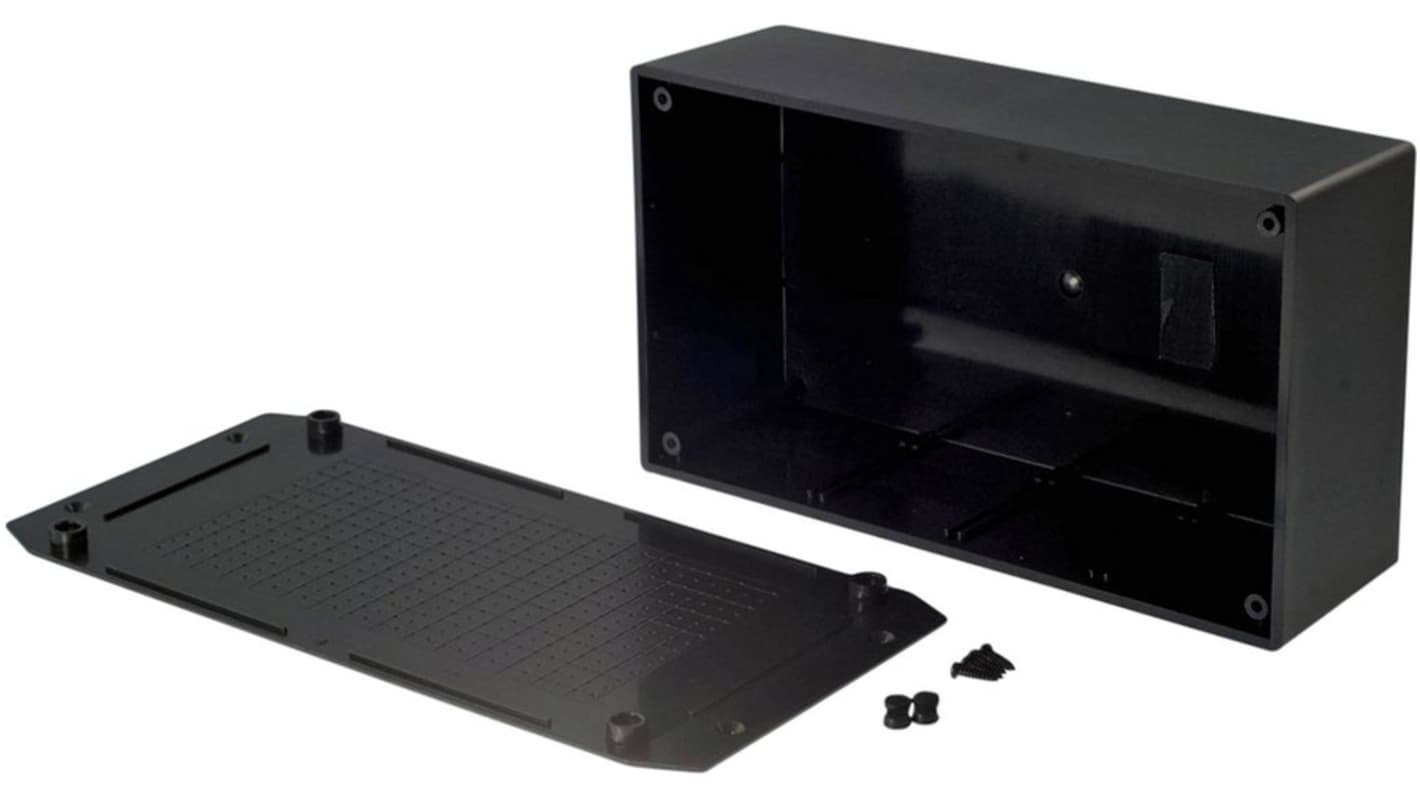 RND RND 455 Series Black ABS General Purpose Enclosure, Flanged, Black Lid, 113x225x63mm