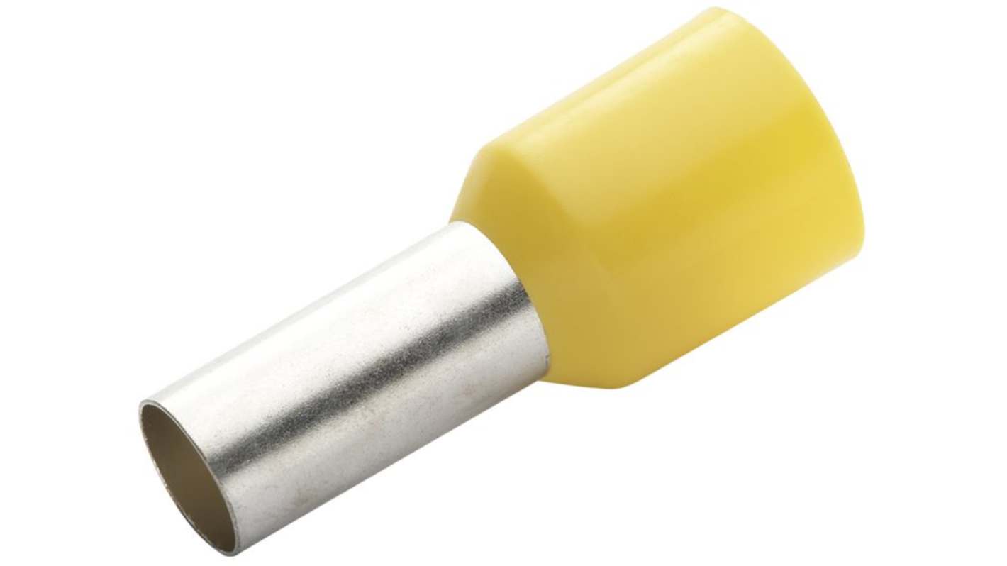 RND, RND 465 Insulated Bootlace Ferrule, 32mm Pin Length, 19.5mm Pin Diameter, Yellow