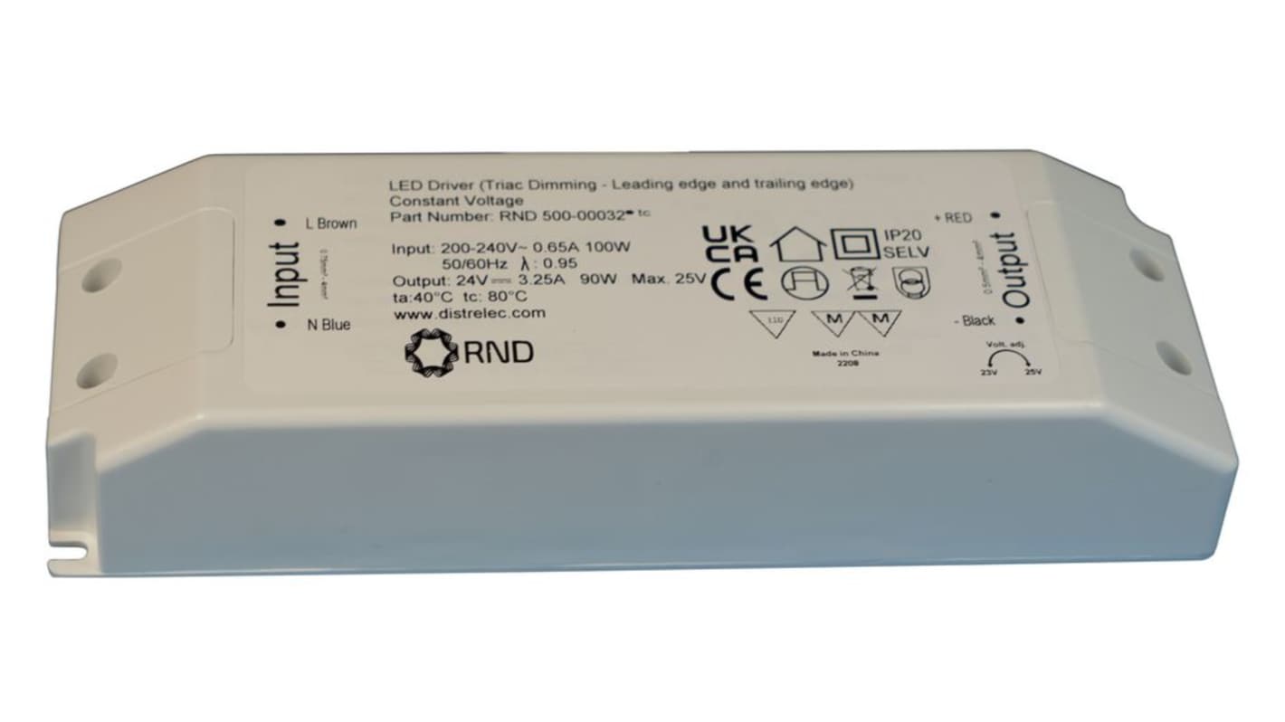 RND 90W LED驱动电源, 输出24V 3.75A, 可调光