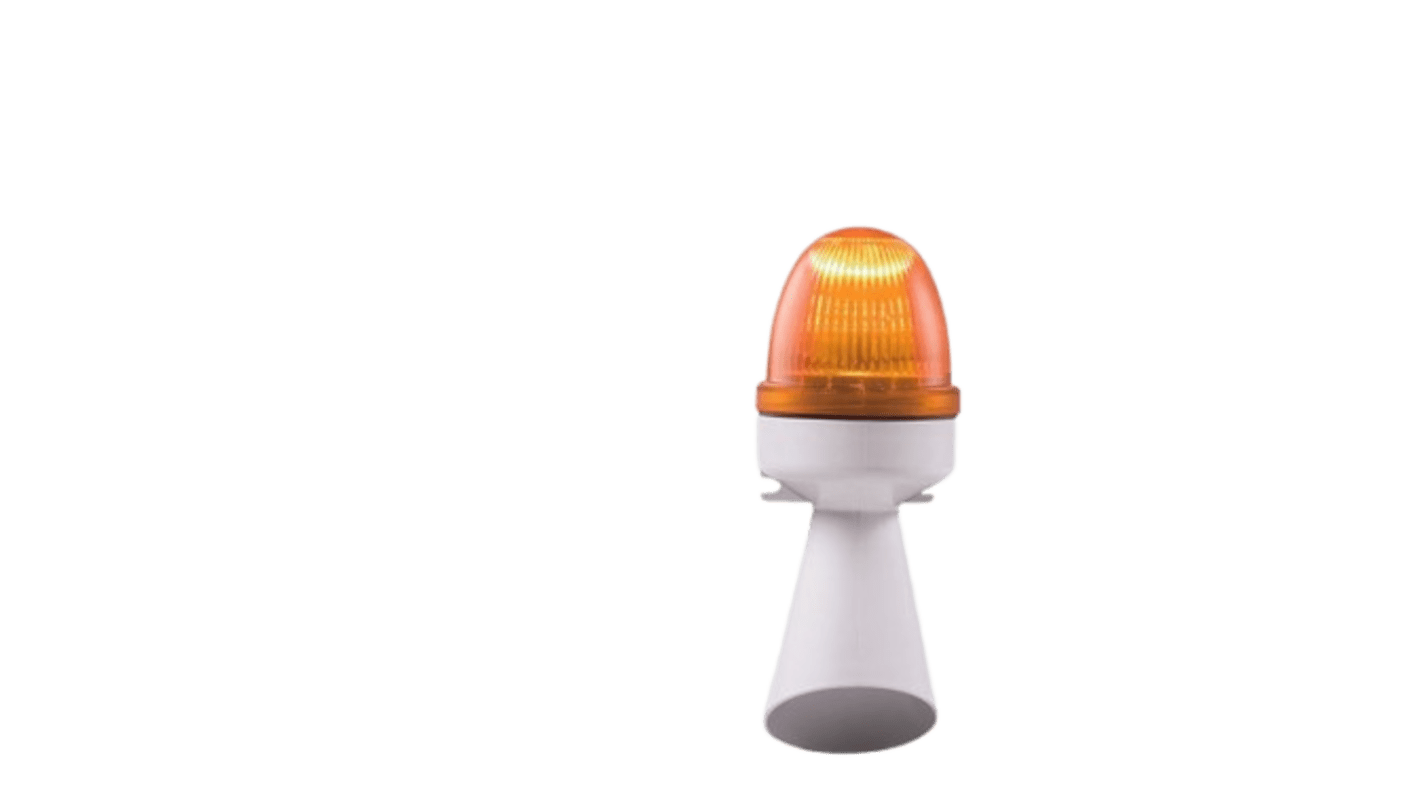 RND RND 430 Series Orange LED Beacon, 24 V dc, IP43, Surface Mount, 96dB at 1 Metre
