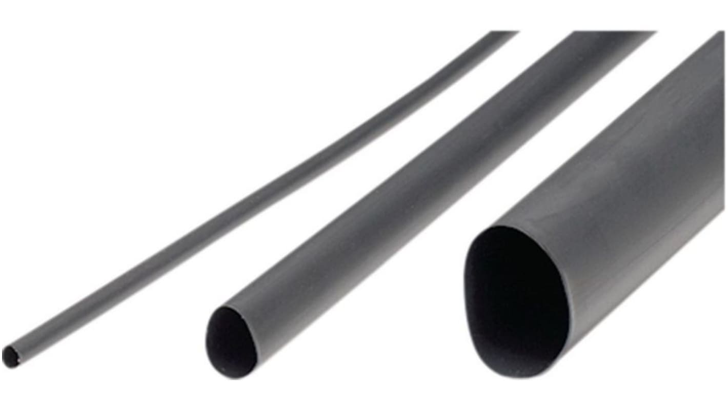 RND Heat Shrink Tube, Grey 4.5 → 2.3mm Sleeve Dia. x 10m Length 2:1 Ratio, RND 465 Series