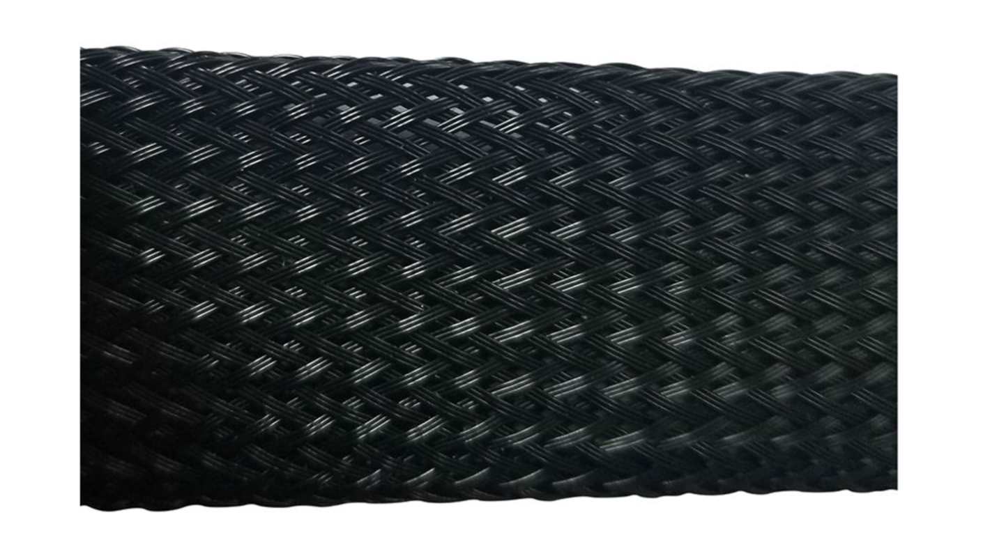 RND Expandable Braided PET Black Cable Sleeve, 30 to 15mm Diameter, 200m Length, RND 465 Series