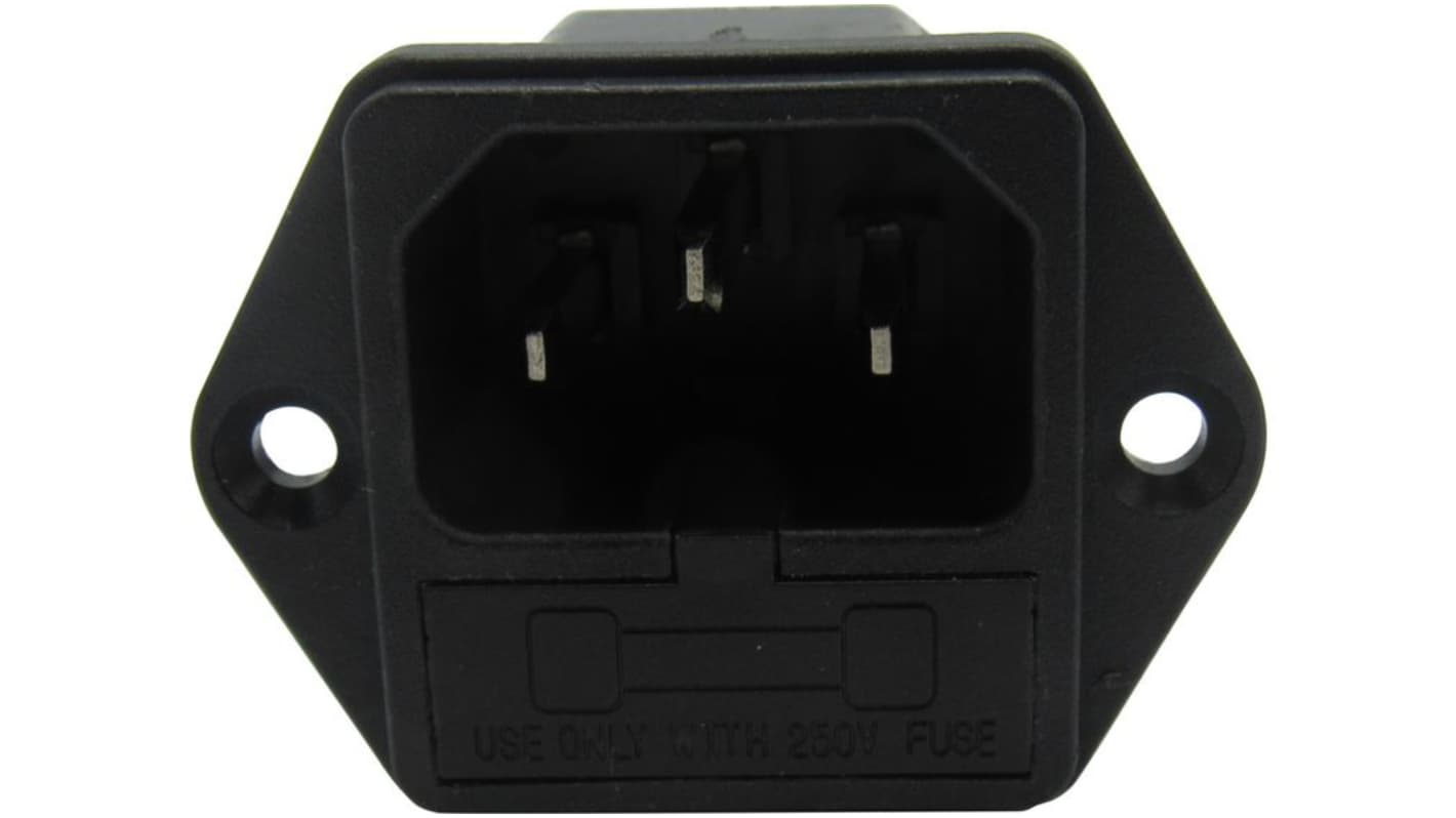 RND C14 Panel Mount IEC Connector Plug, 10A, 250 V ac