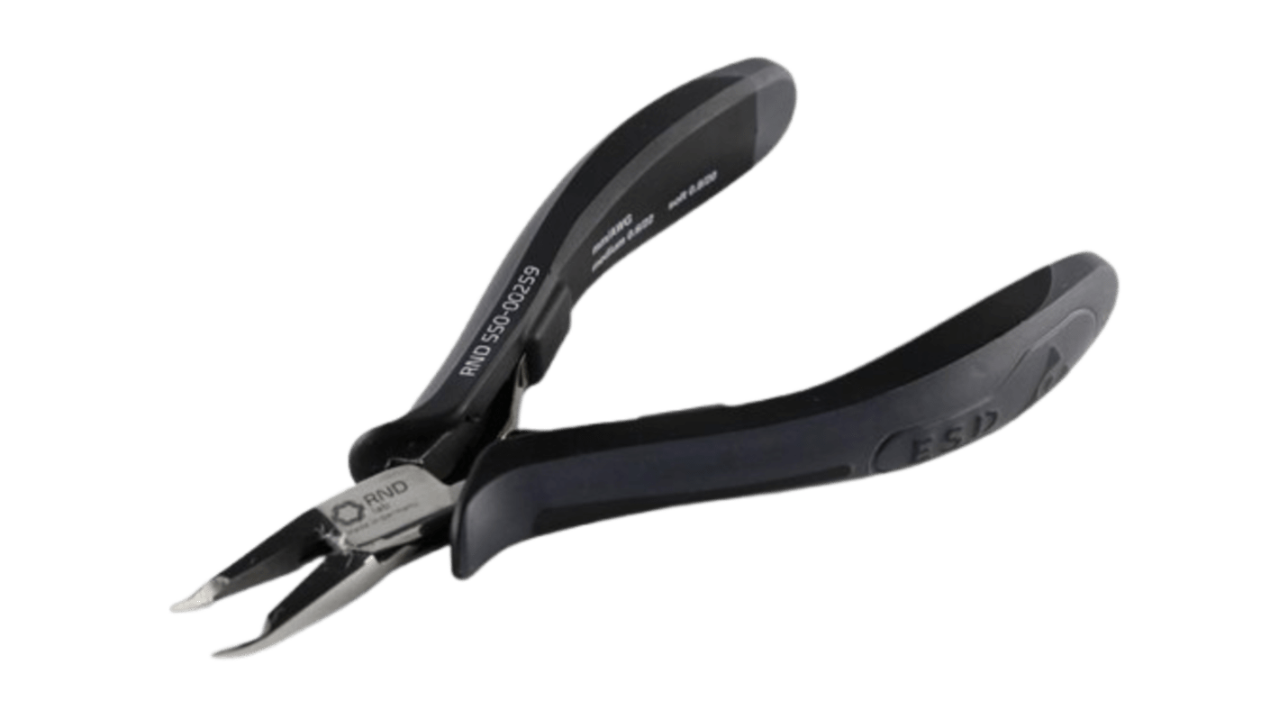 RND RND 550-00259 Pliers, 130 mm Overall, Angled, Straight Tip, 5mm Jaw, ESD