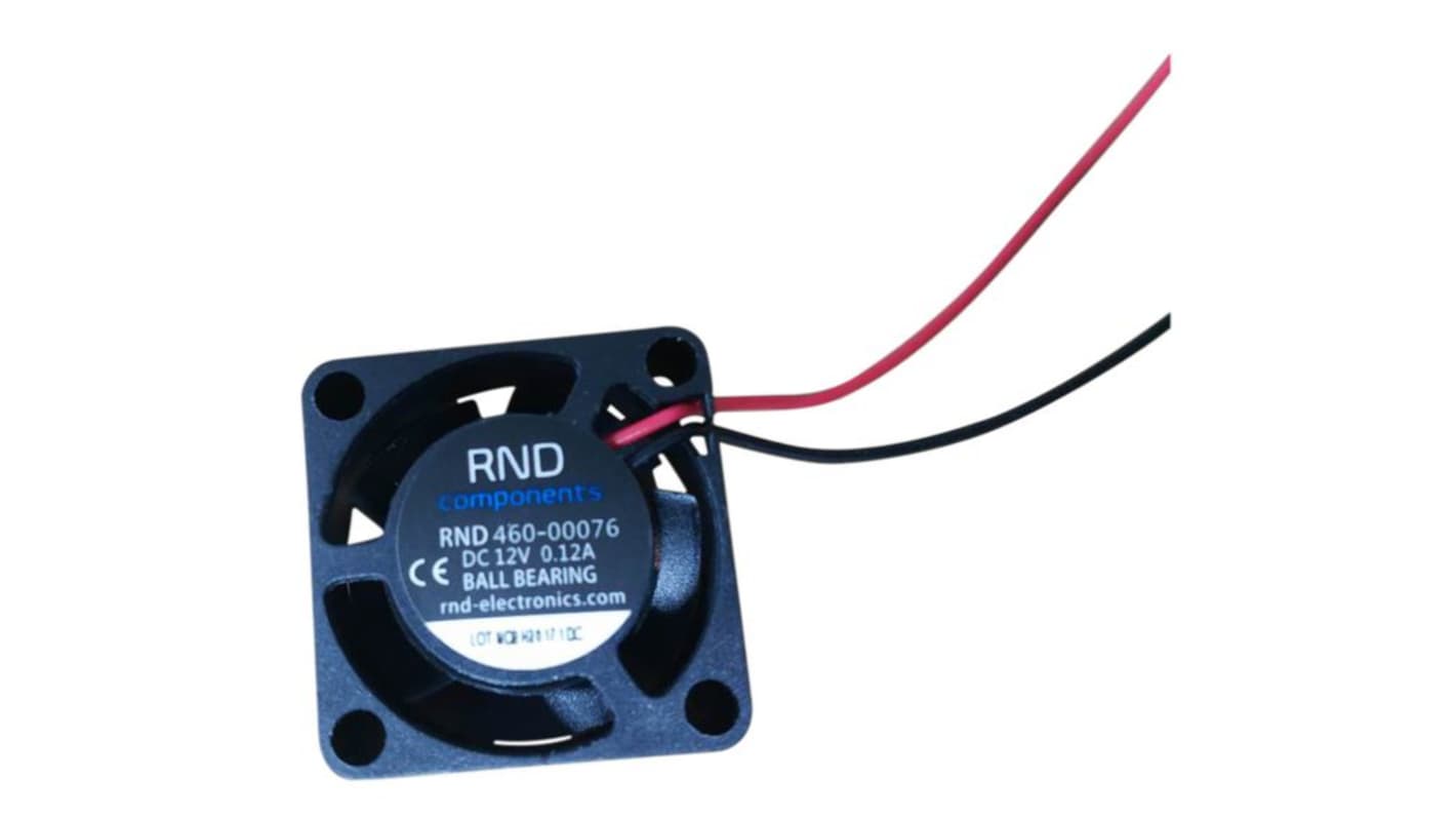 RND Axial Fan, 12 V, dc Operation, 4.1m³/h, 1.44W, 120mA Max, 25x25x10mm