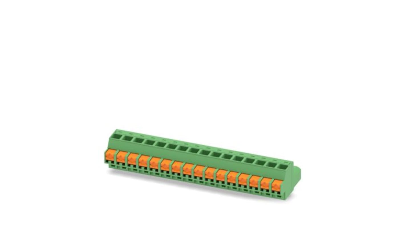 Phoenix Contact FKCOW 2 Series PCB Connector, 16-Contact, 5.08mm Pitch, 1-Row, Push In Spring Termination