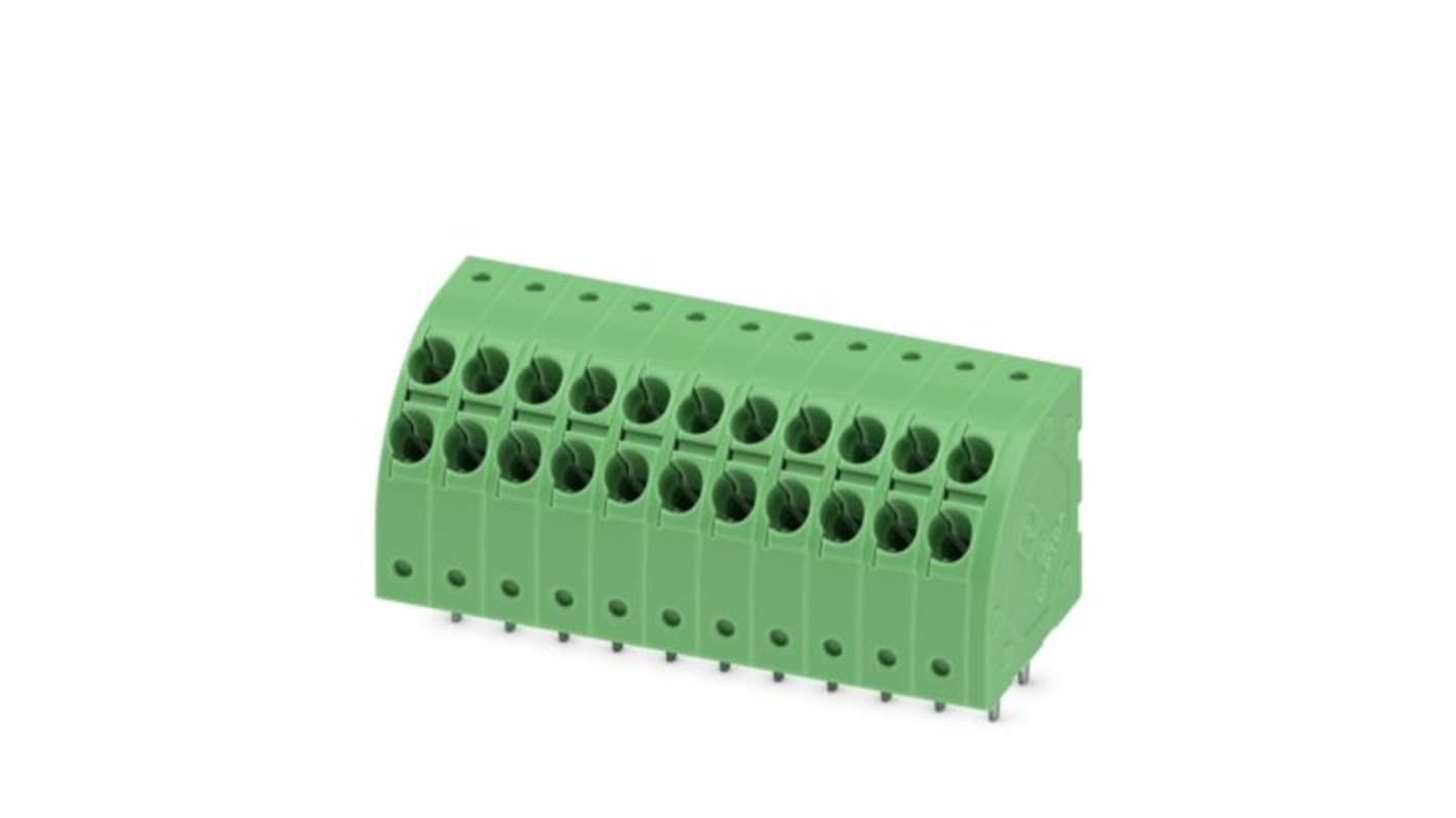Phoenix Contact PTDA 1 Series PCB Terminal Block, 11-Contact, 3.5mm Pitch, Wave Soldering, 1-Row, Push In Spring