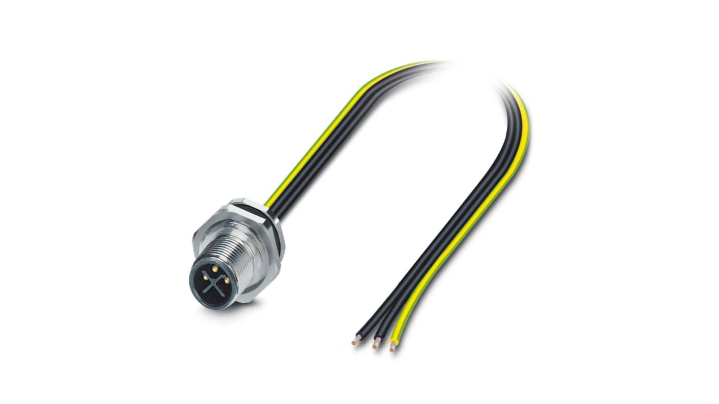 Phoenix Contact Circular Connector, 3 Contacts, Rear Mount, M12 Connector, Plug, Male, IP65, IP67, SACC Series