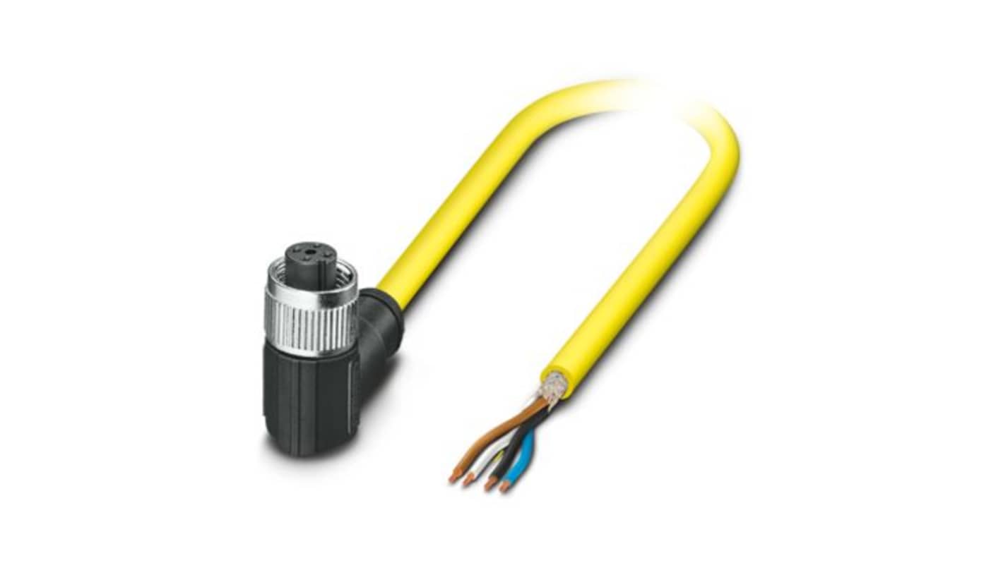 Phoenix Contact Straight Free Ends to Right Angle Female 4 way M12 Sensor Actuator Cable, 2m