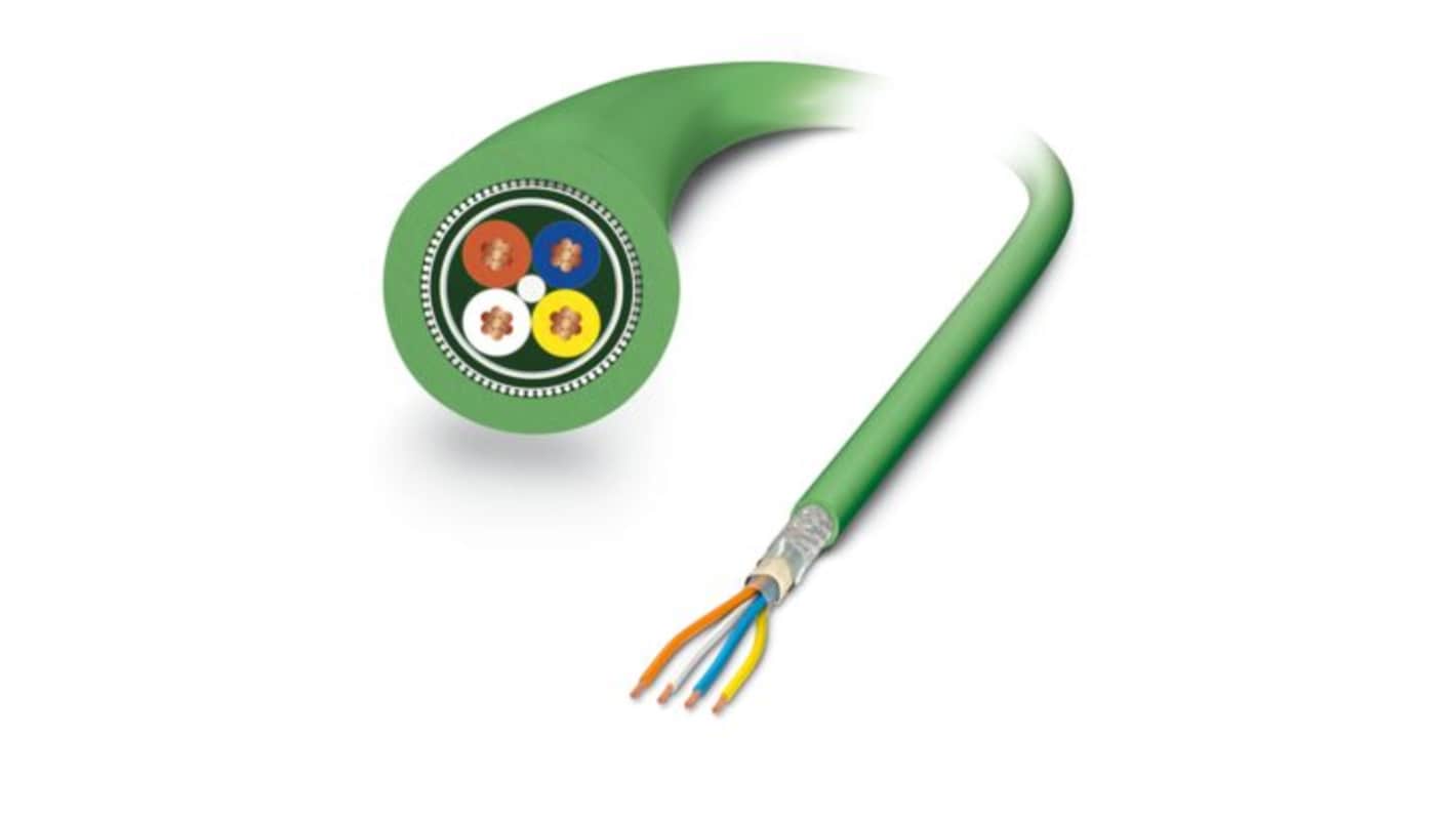 Phoenix ContactVS, 100m Cat5, Green, Foil Twisted Pair (FTP) Shielded, Unterminated PVC Sheath