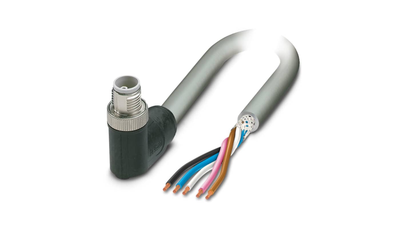 Phoenix Contact SAC Power 5 x 2.5 mm² 5 Core Power Cable, Grey Polyurethane PUR, 1.5m