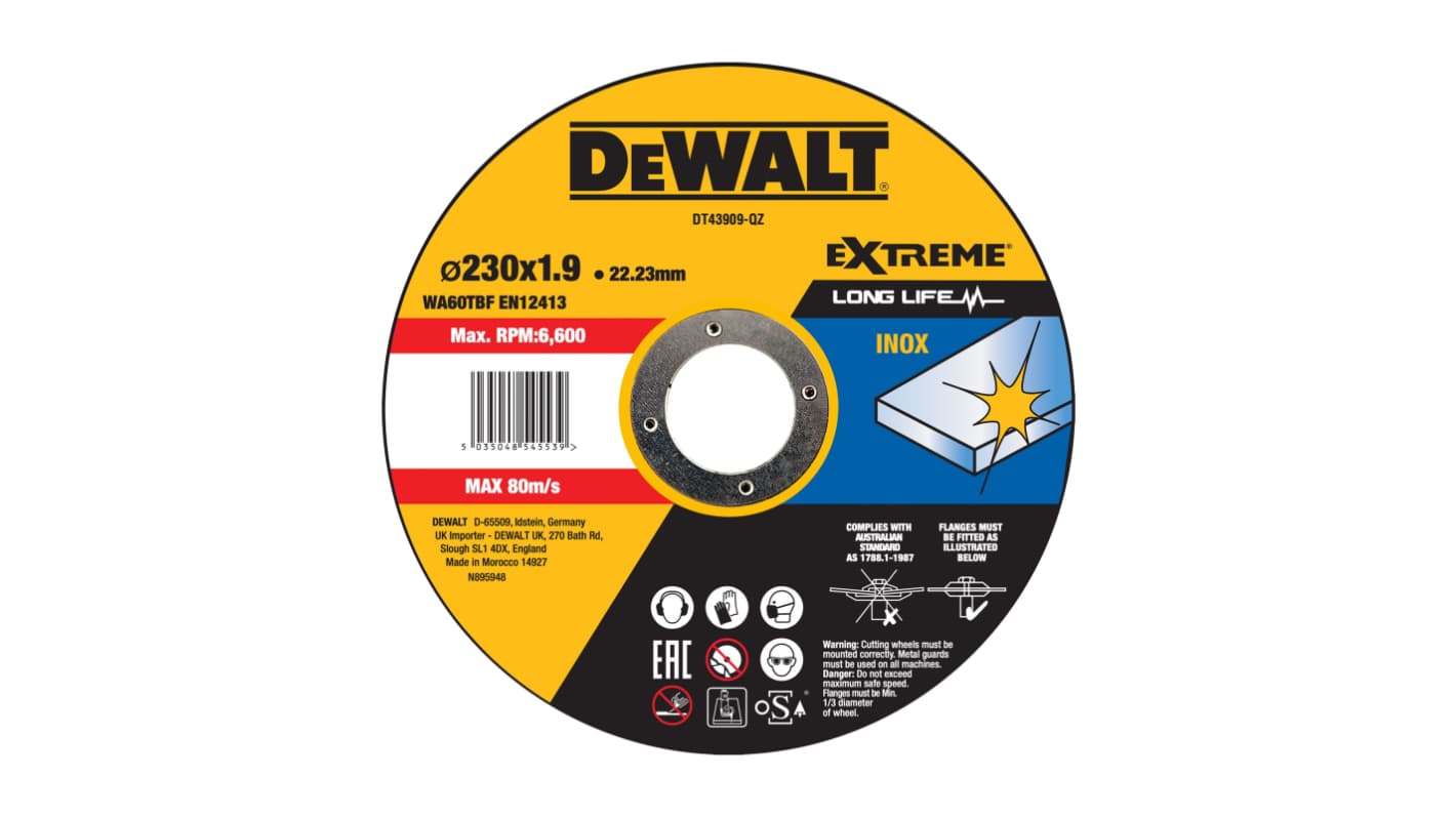 DeWALT DT43 Aluminium Oxide Cutting Disc, 230mm x 2mm Thick, 1 in pack