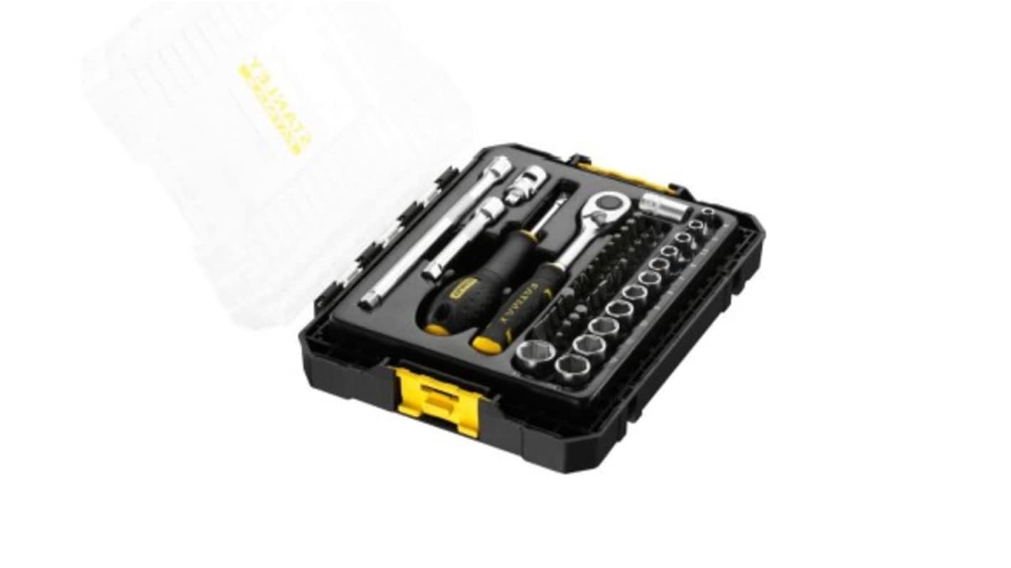 Stanley 48-Piece 1/4 Standard Socket Set with Ratchet, 6 point