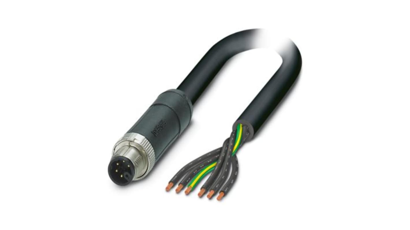 Phoenix Contact SAC PVC 1.5 mm² 6 Core Power Cable, Black, Grey Polyvinyl Chloride PVC, 3m