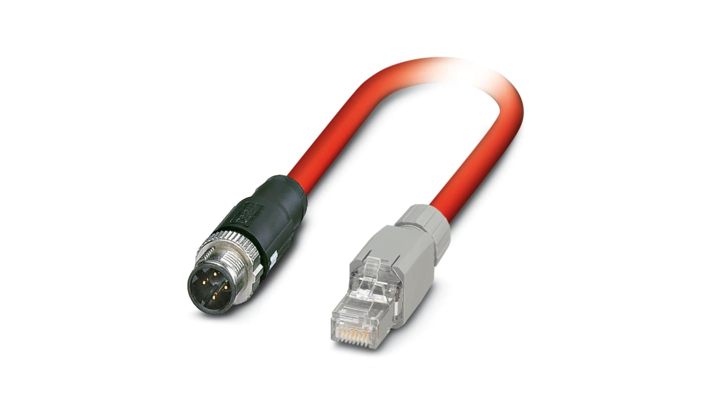 Phoenix Contact SAC Bus Cable, 4 Cores, 0.34 mm², Bus, 2m, Red PVC Sheath, 22 AWG