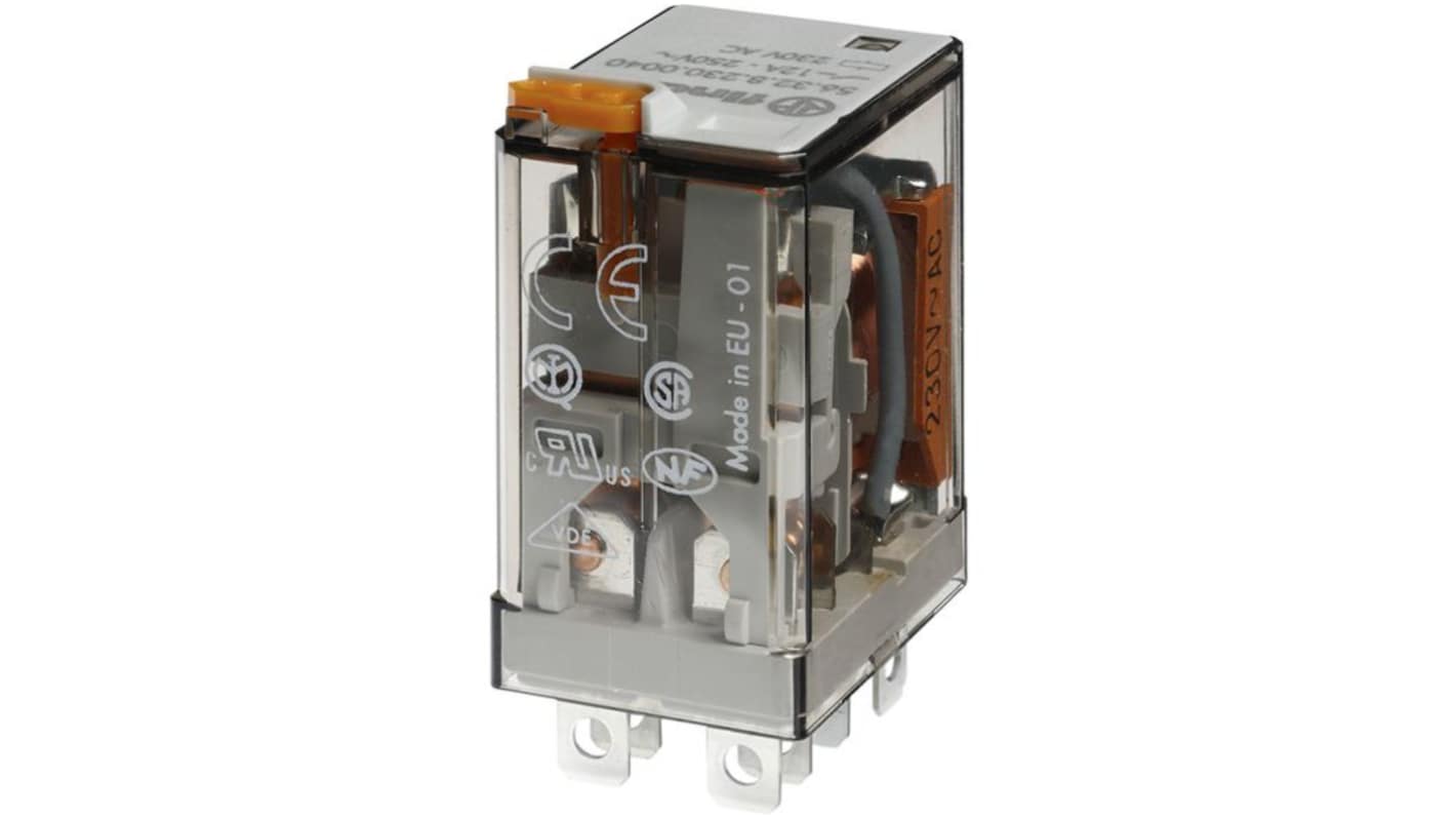 Finder DIN Rail Power Relay, 230V Coil, 12A Switching Current, DPDT