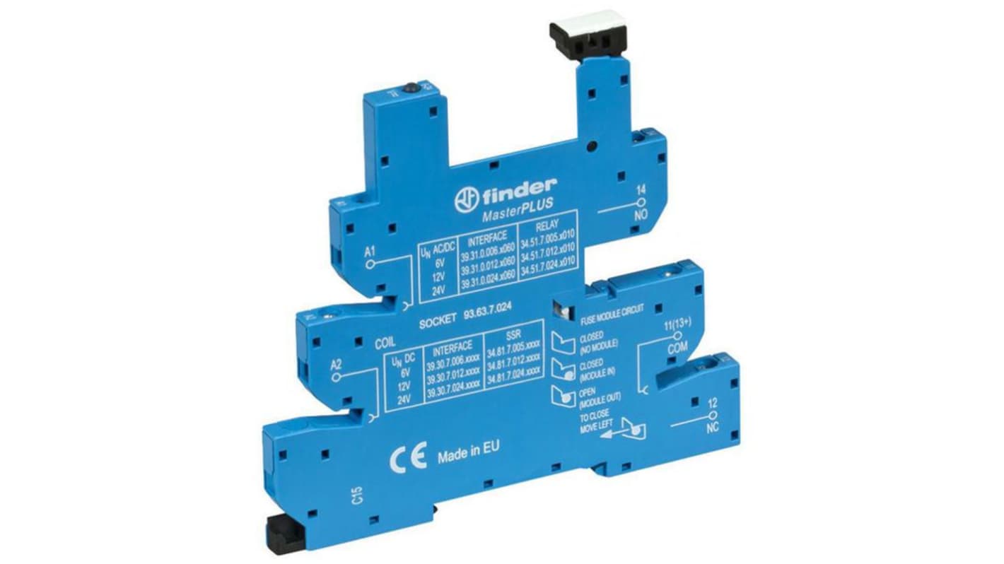 Finder Relaissockel zur Verwendung mit serie 34 Relais 93, DIN-Schienen, 6 → 24V