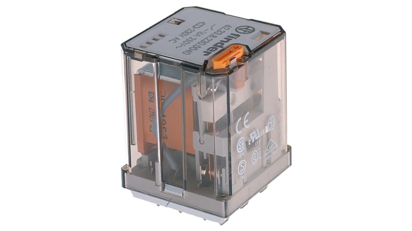Finder DIN Rail Power Relay, 230V Coil, 16A Switching Current, 3PDT