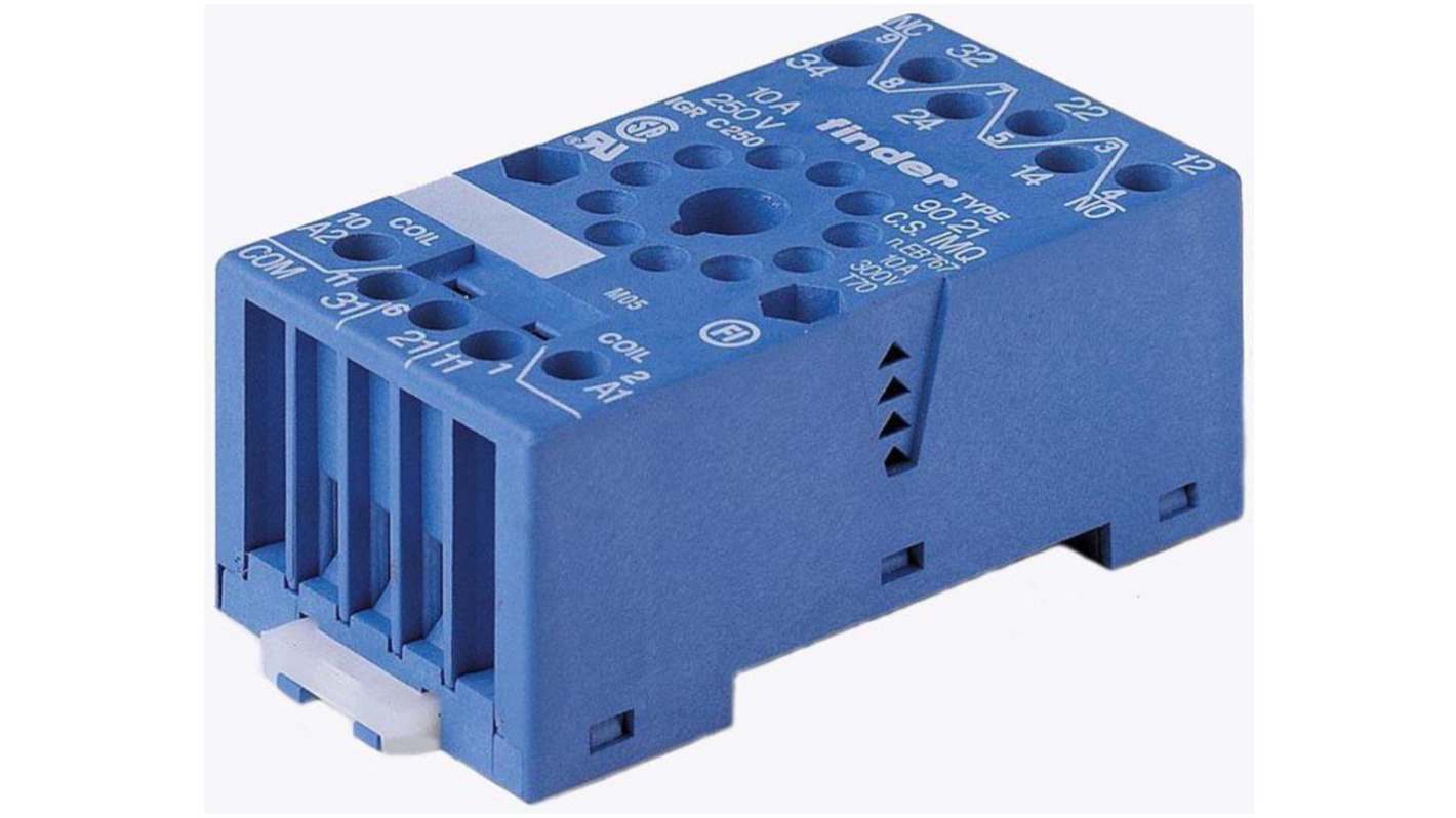 Finder 90 250V DIN Rail Relay Socket, for use with 60.13 Relays
