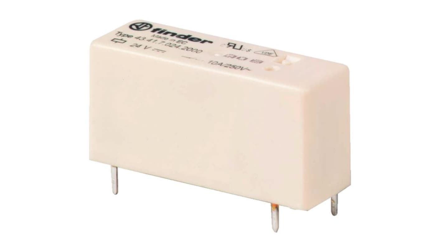 Finder PCB Mount Power Relay, 24V Coil, 10A Switching Current, SPDT