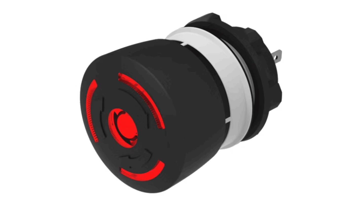 EAO Φ22.3mm带灯急停按钮, 面板安装, 1 常闭/1 常开触点, 240V, IP65， IP66、 IP67, 维护