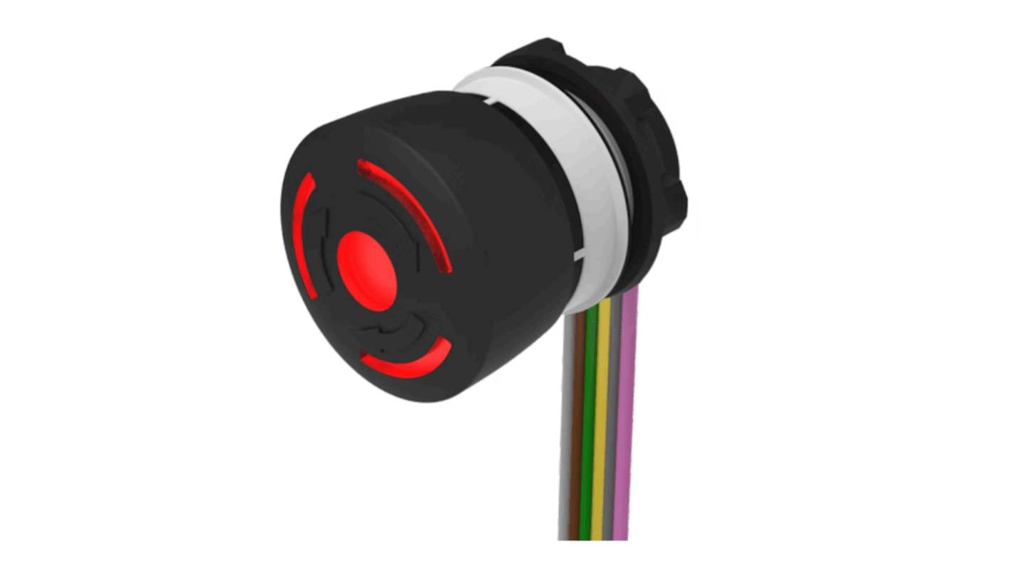 EAO 84-6331 Series Maintained Illuminated Emergency Stop Push Button, Panel Mount, 22.3mm Cutout, 1 NC / 1 NO, IP65,