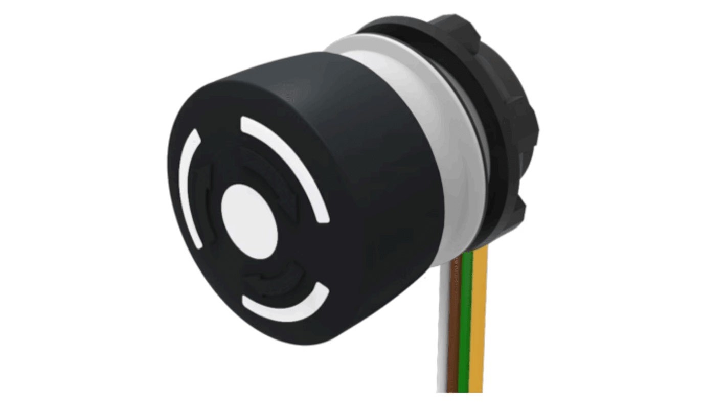 EAO 84-6340 Series Maintained Illuminated Emergency Stop Push Button, Panel Mount, 22.3mm Cutout, DPST, IP65, IP66, IP67