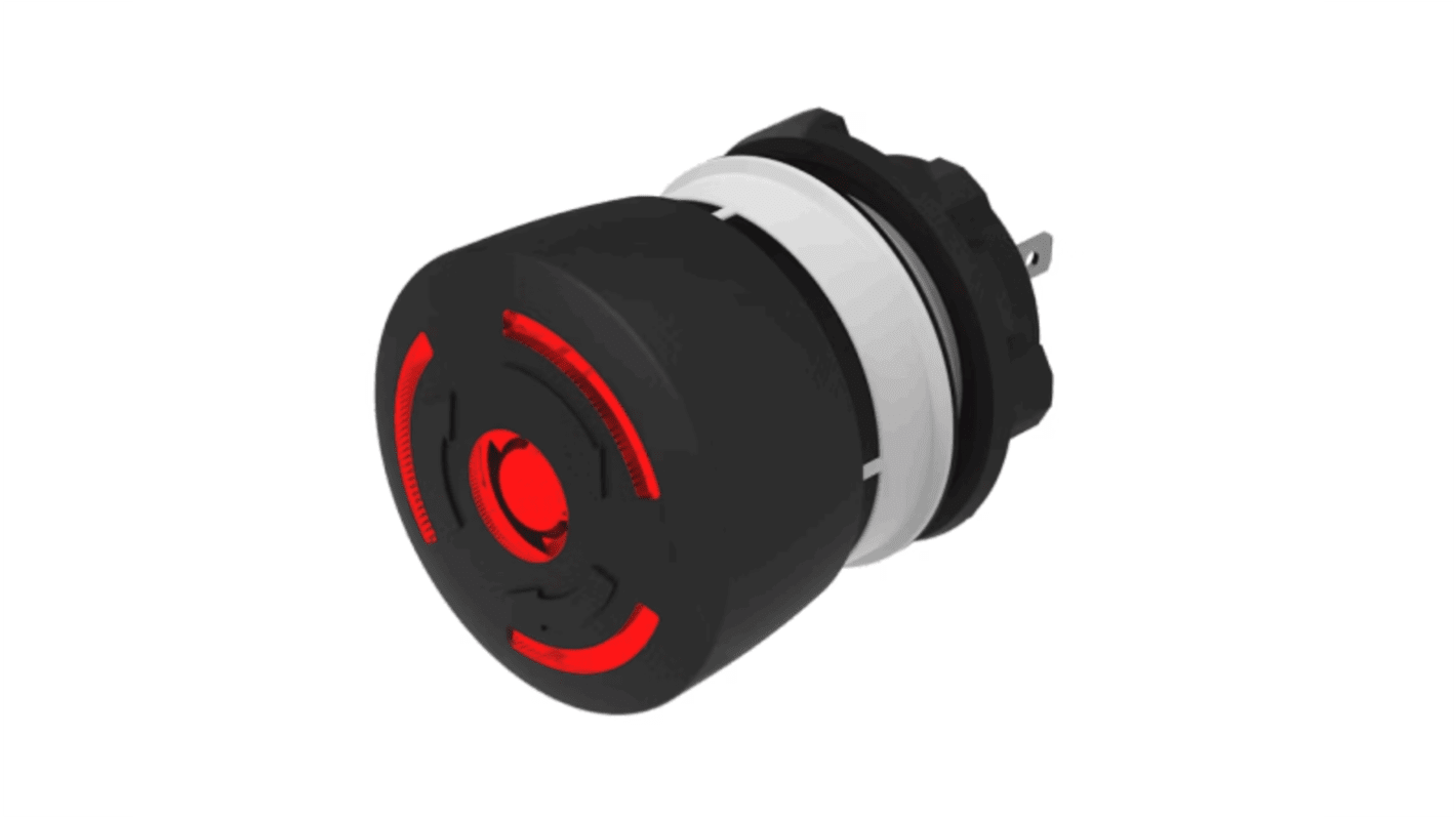 EAO Φ22.3mm带灯急停按钮, 面板安装, 双极单掷触点, 250V, IP65， IP66、 IP67, 维护