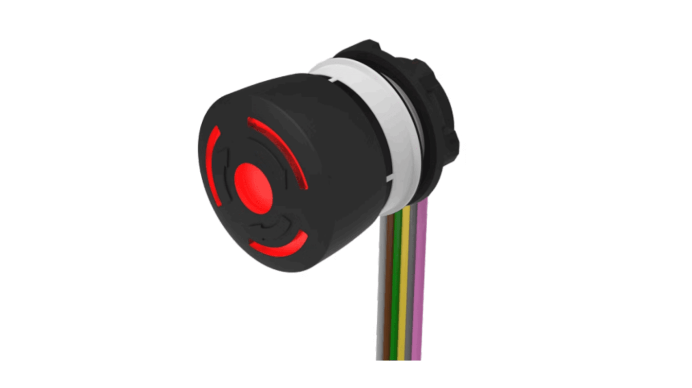 EAO 84-6341 Series Maintained Illuminated Emergency Stop Push Button, Panel Mount, 22.3mm Cutout, DPST, IP65, IP66, IP67