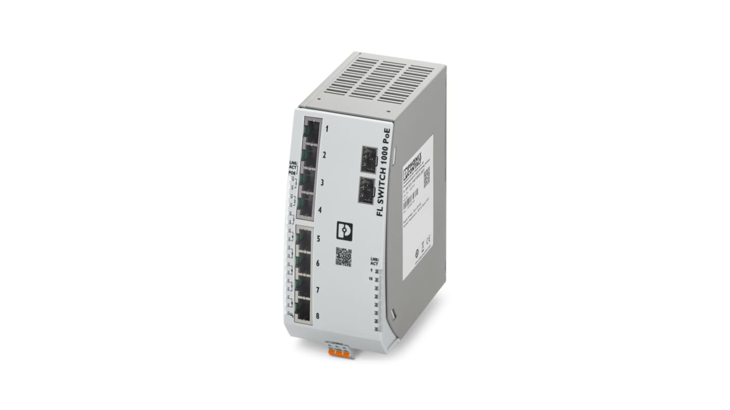 Phoenix Contact FL SWITCH 1100T-8POE-2SFP, Unmanaged 10 Port Ethernet Switch With PoE RJ-45