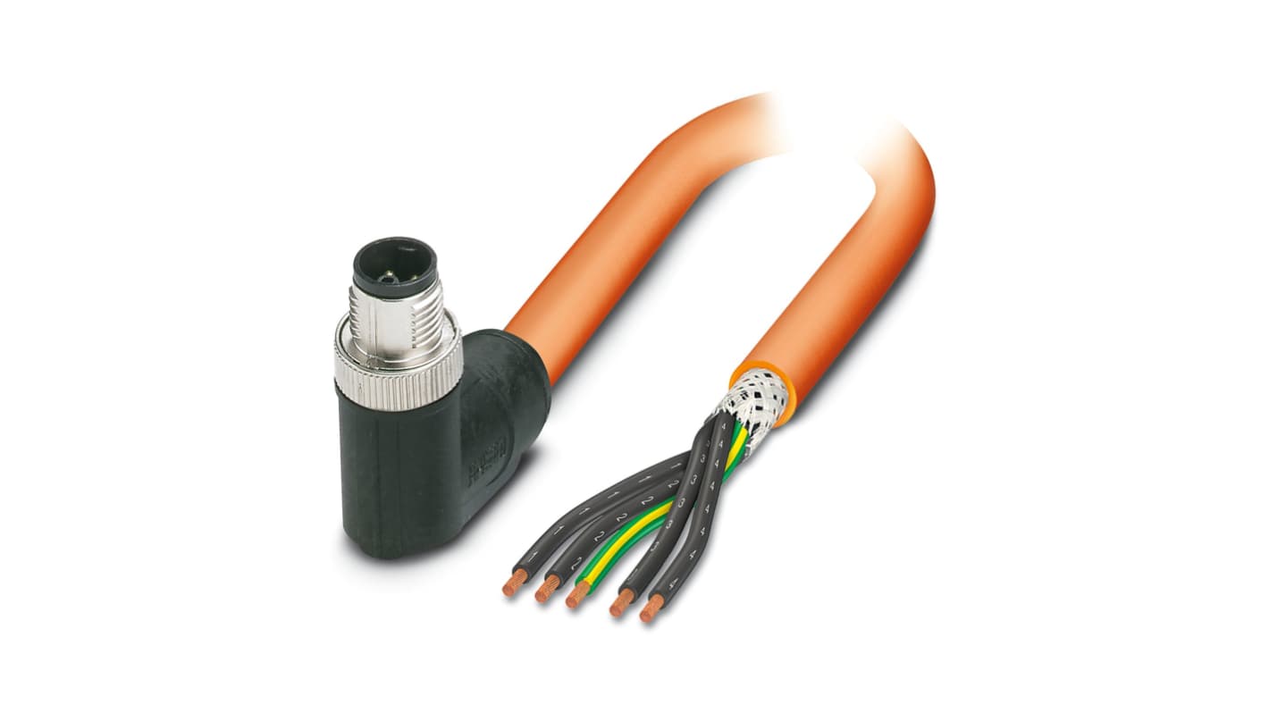 Phoenix Contact SAC Power 5 x 2.5 mm² 5 Core Power Cable, Orange Polyurethane PUR, 1.5m