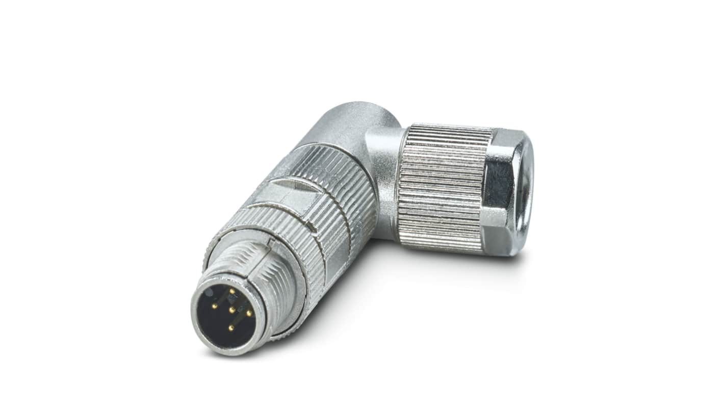 Phoenix Contact Industrial Circular Connectors, 5 Contacts, Cable Mount, M12 Connector, Plug, Male, IP65, IP67, SACC
