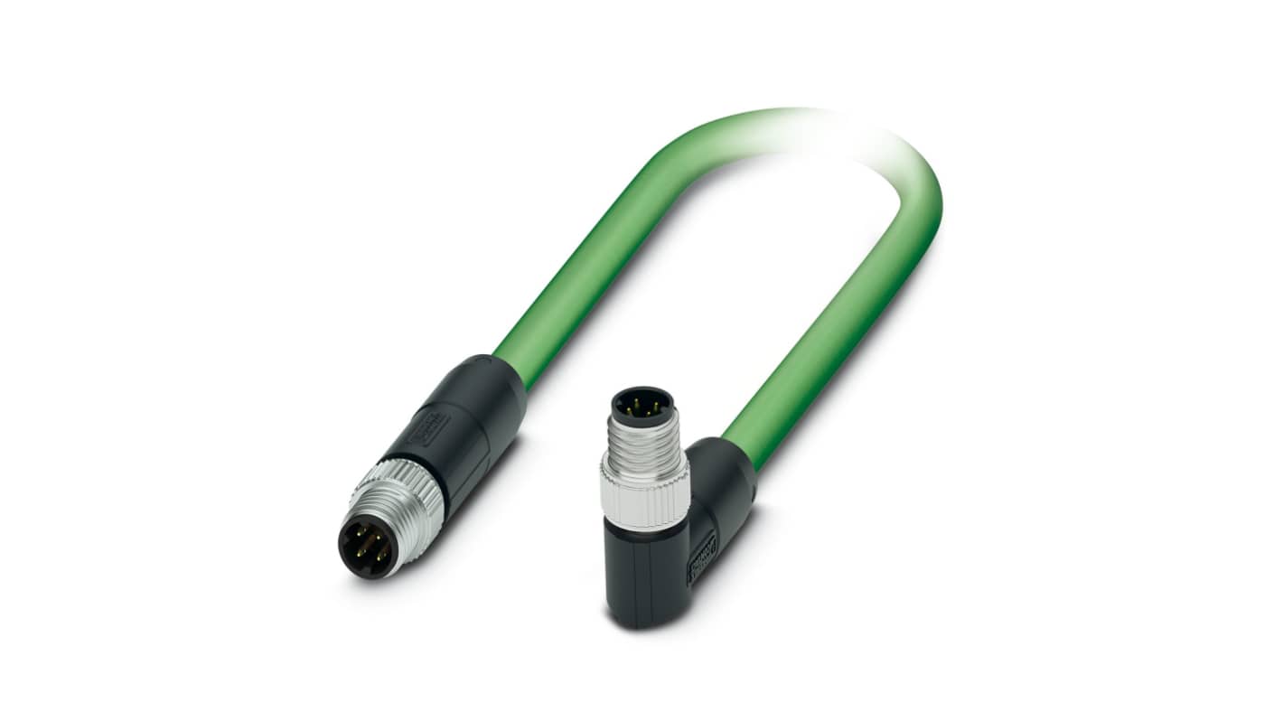 Phoenix Contact, 10m Cat5, Green M8 to Male M8 Male, Shielded Shielded, Terminated Polyurethane Sheath