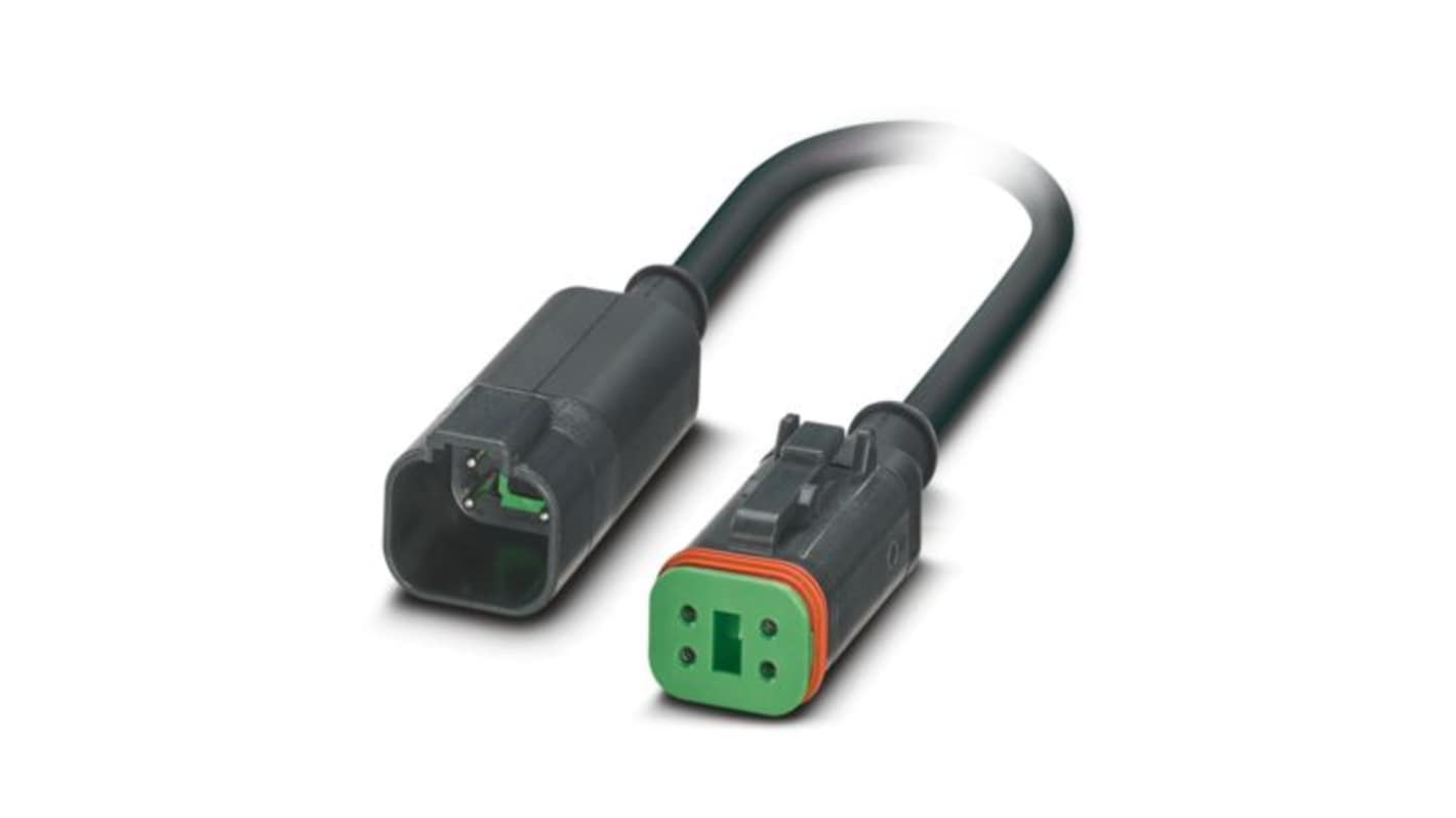 Phoenix Contact Straight Male 4 way Deutsch to Straight Female 4 way Deutsch Sensor Actuator Cable, 1.5m