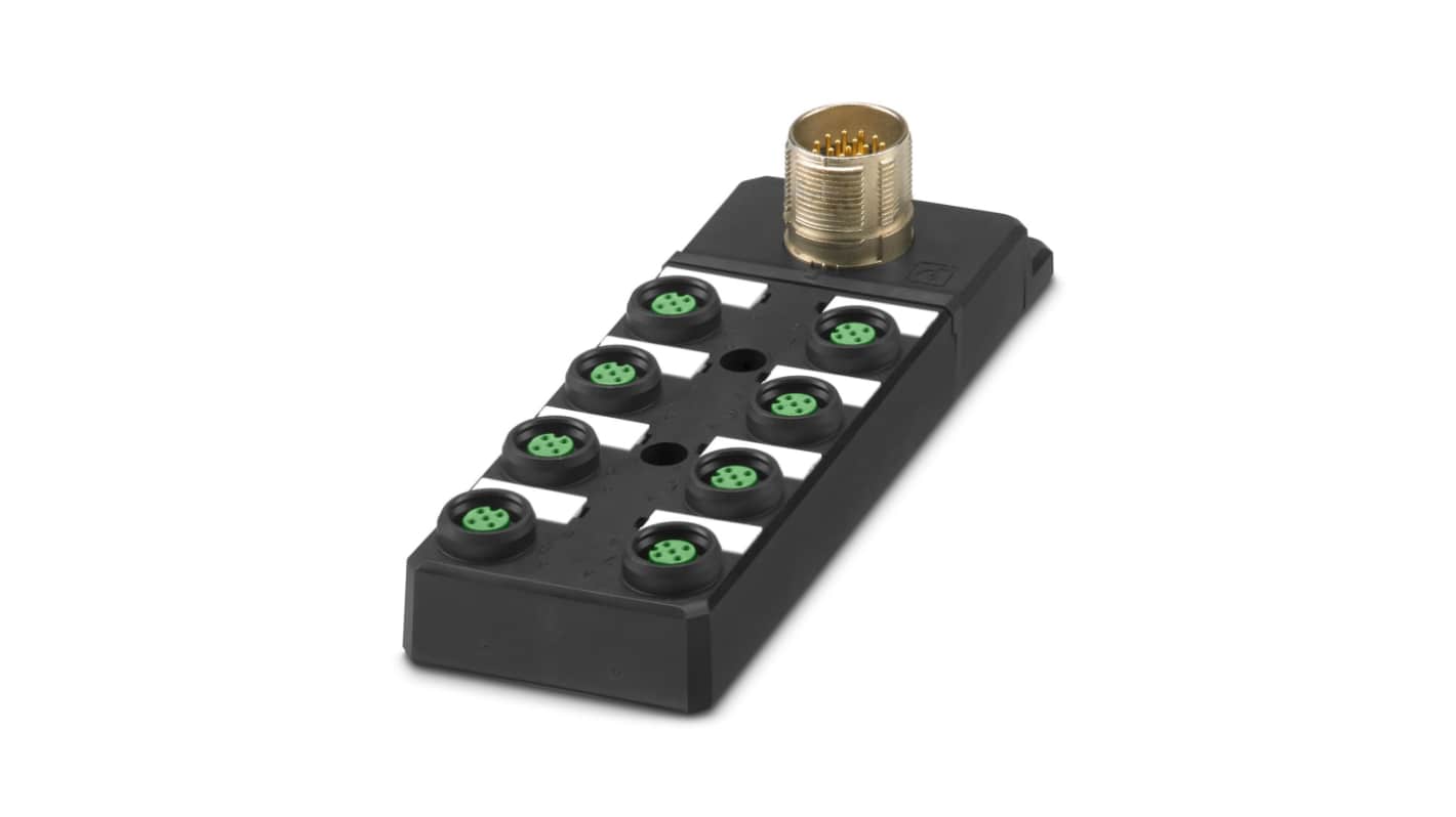 Phoenix Contact M12分线盒, 8端口, 4线路, 120V 交流, SACB系列