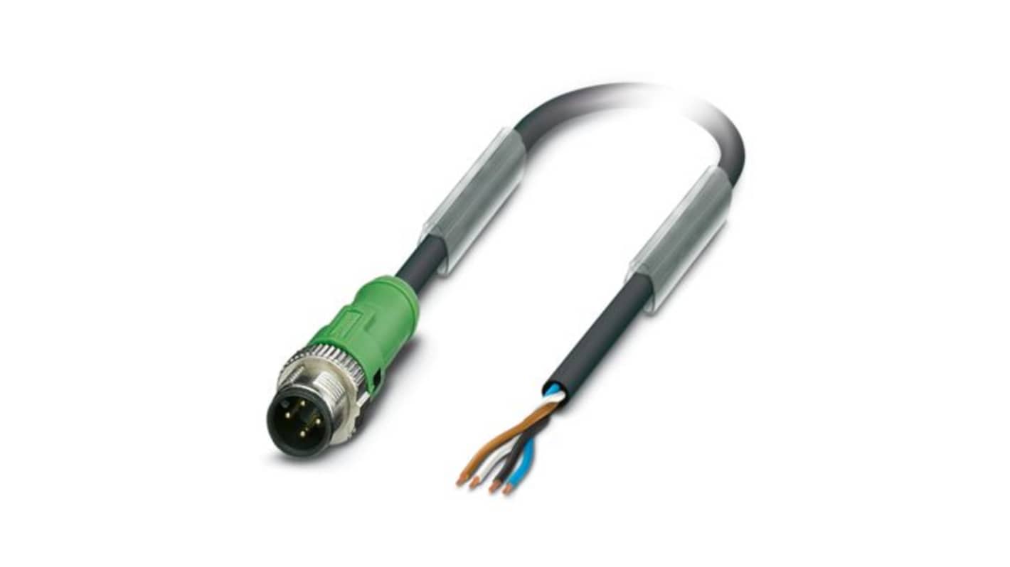 Phoenix Contact Straight Male 4 way M12 to Straight Free Ends Actuator/Sensor Cable, 4.3m