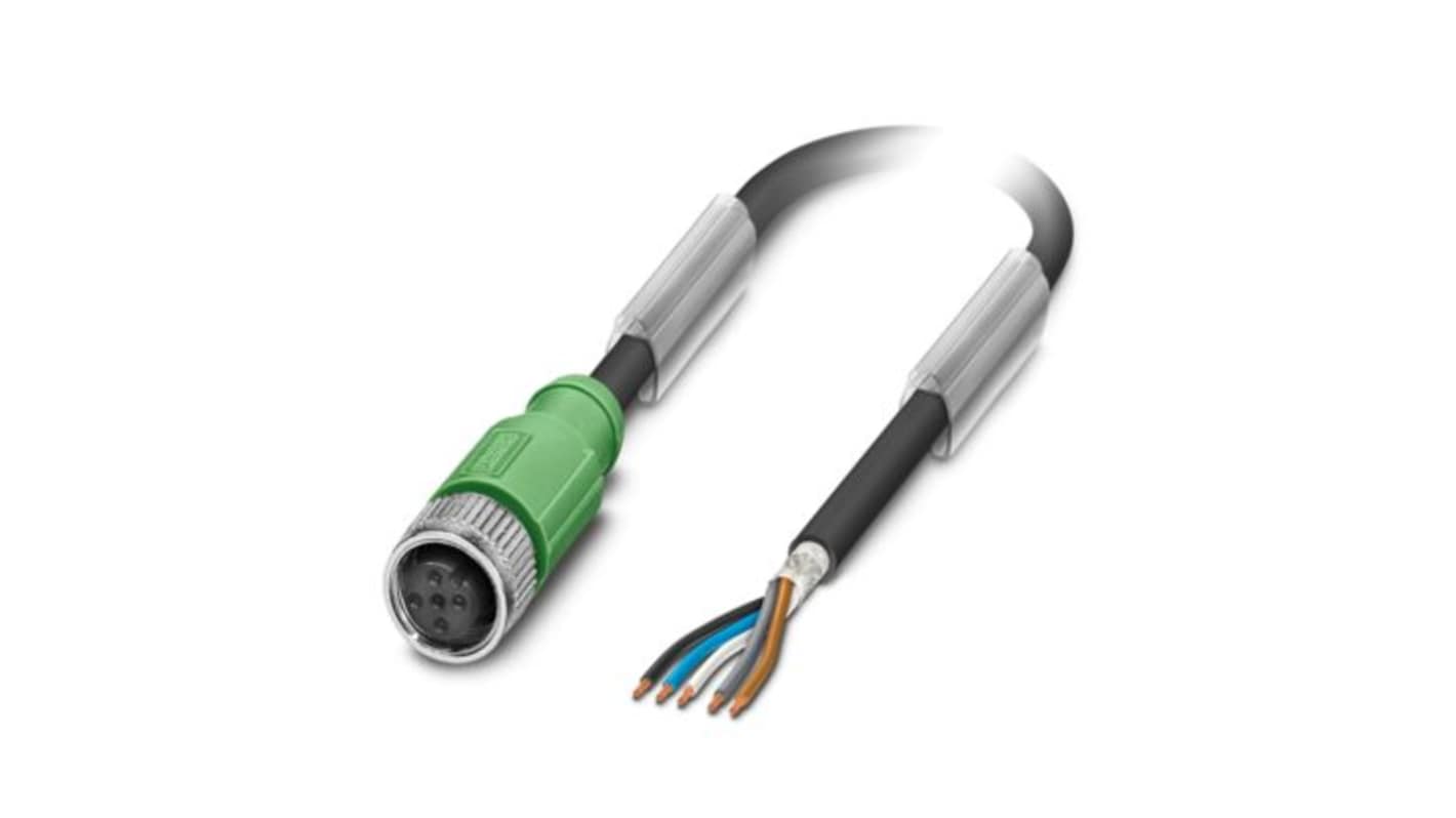 Phoenix Contact Free Ends to Straight Female 5 way M12 Sensor Actuator Cable, 30m