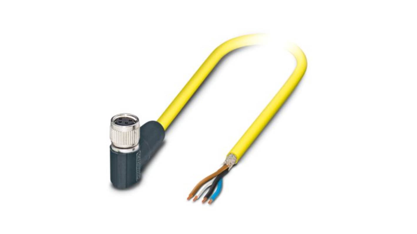 Phoenix Contact Free Ends to Right Angle Female 4 way M8 Sensor Actuator Cable, 2m