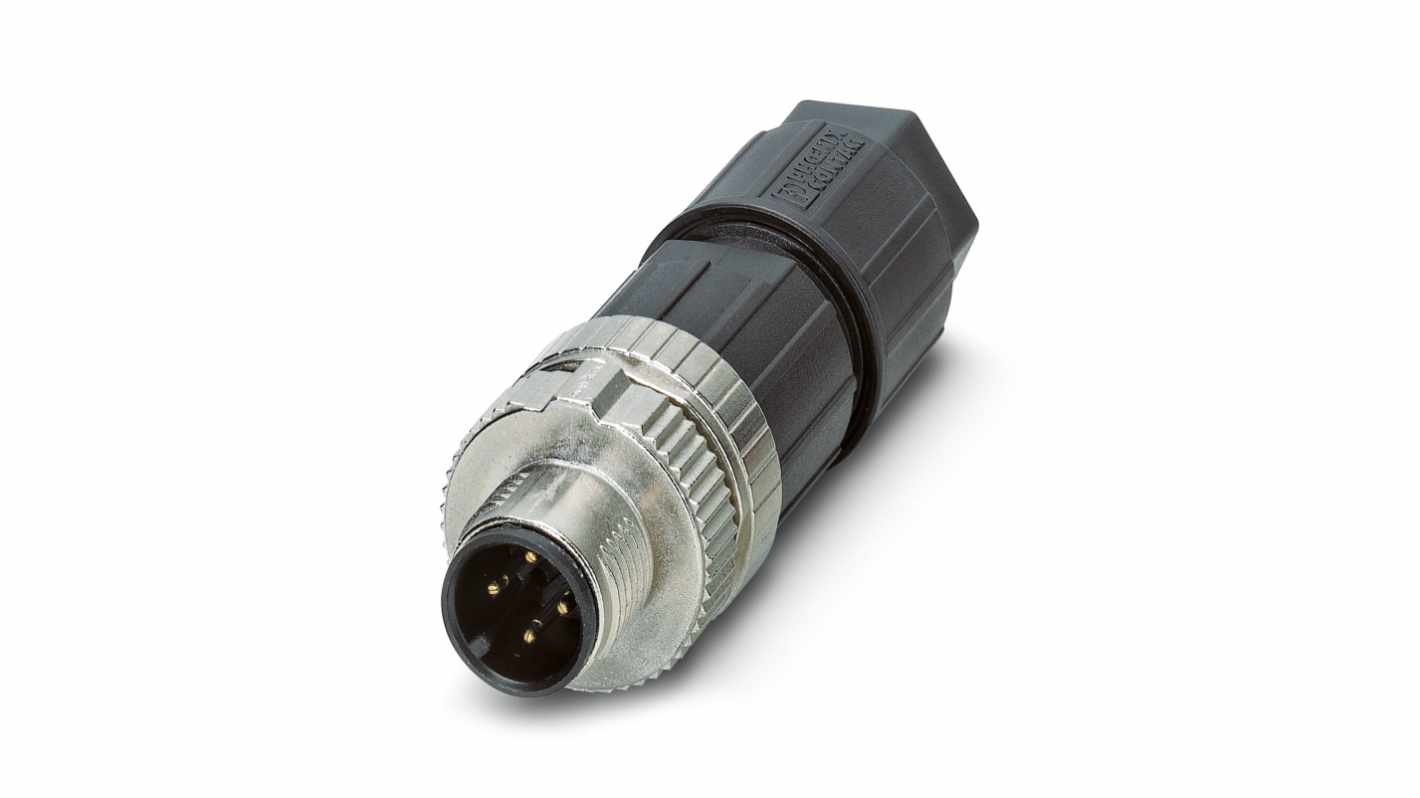 Phoenix Contact Industrial Circular Connectors, 4 Contacts, Cable, M12 Connector, Plug, Male, IP65, IP67, SACC Series